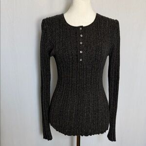 Sundance Charcoal Grey Henley Sweater Size XS ASO Bella Swan Twilight Y2K Fitted